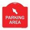 Signmission Parking Area W/ Upper Left Arrow, Red & White Aluminum Architectural Sign, 18" x 18", RW-1818-23464 A-DES-RW-1818-23464 - alternate 1